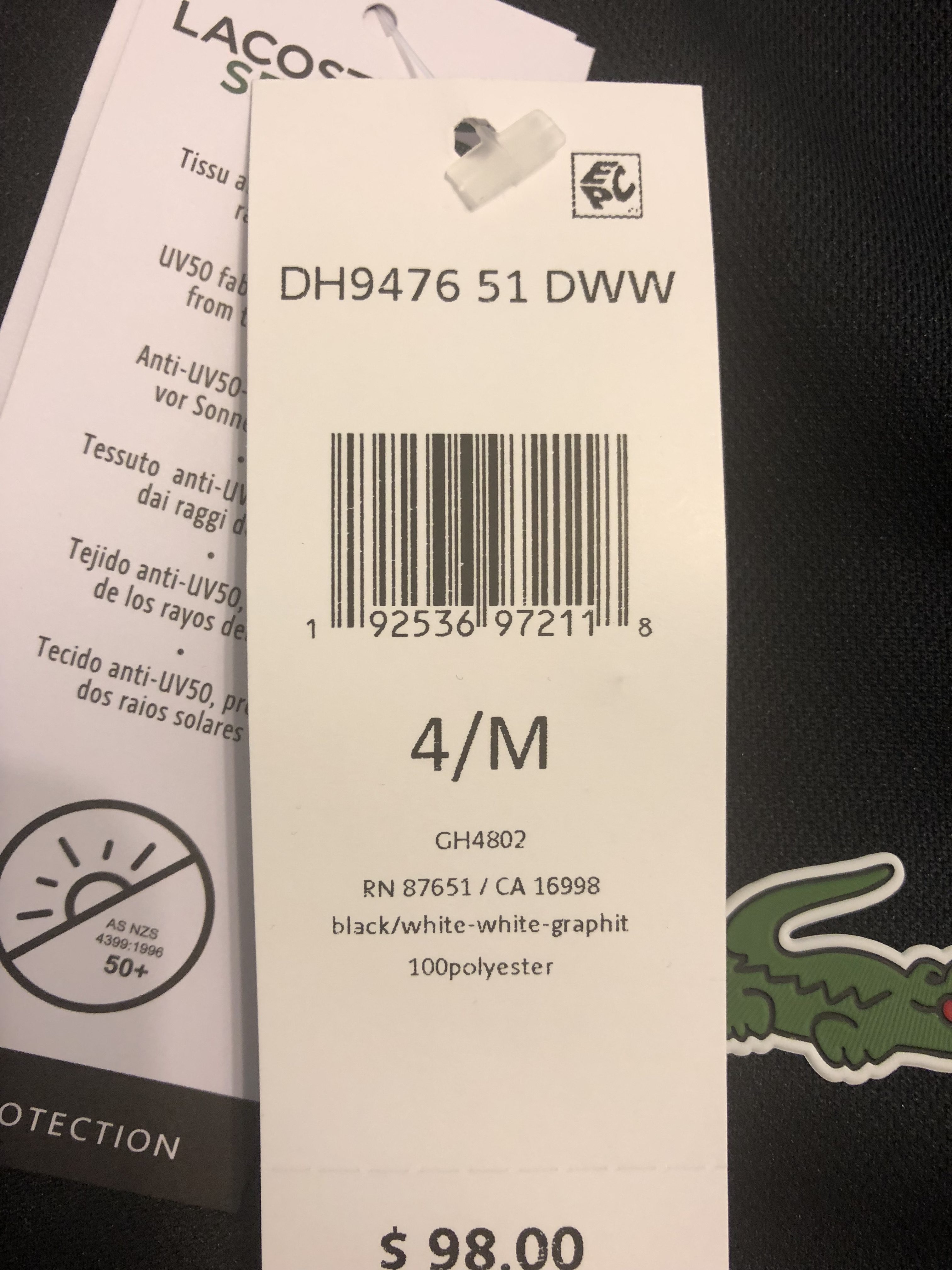 Lacoste Model Numbers for Shirts 